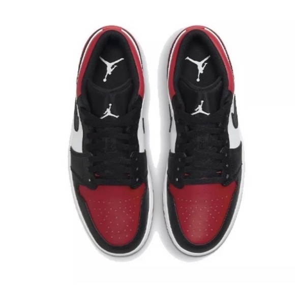 Men’s Nike Jordan 1 Low Bred Toe - Red, Black & White size 8 - Picture 3 of 13